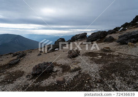 View from the mountain trail of Mt. Adatara in late autumn 72436639