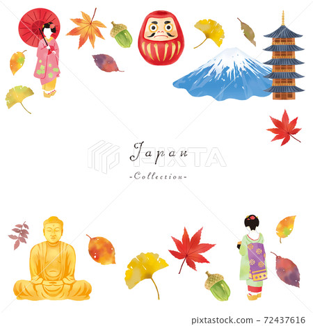 Japanese image set of autumn maiko, Mt. Fuji, Daibutsu and temples 72437616
