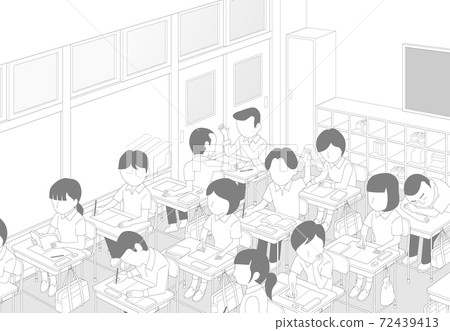 Classroom During class School cartoon-style background material 72439413