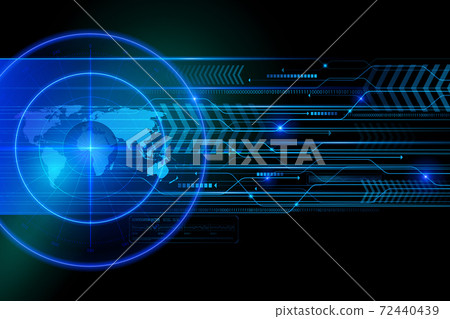 Glowing Search Radar On Black Background Glowing Search Radar On Black Background 72440439