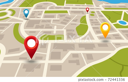 City map. Navigation plan with pointers.... - Stock Illustration ...