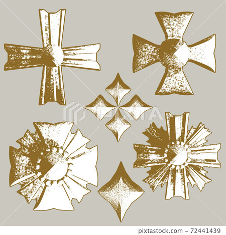 Hatched medal icon set Hatched medal icon set 72441439