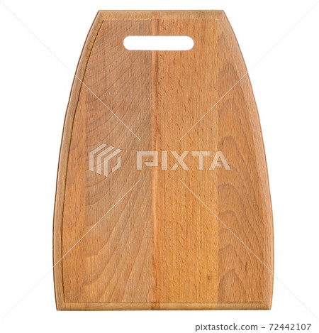 Cutting wooden board isolated on white background. View from above. Cutting wooden board isolated on white background. View from above. 72442107