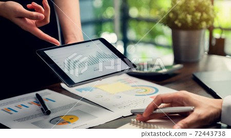 Teamwork Brainstorming Meeting and new startup project in workplace. 72443738