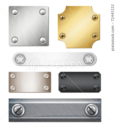 Realistic Metal Plates With Fasteners Realistic Metal Plates With Fasteners 72445152