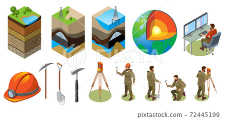 Earth Exploration Isometric Icons Earth Exploration Isometric Icons 72445199