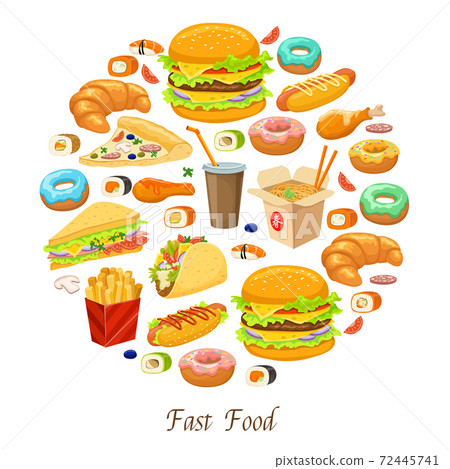 Fast Food Round Composition Fast Food Round Composition 72445741