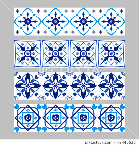 Set of azulejos portuguese traditional ornamental tile borders 72446628