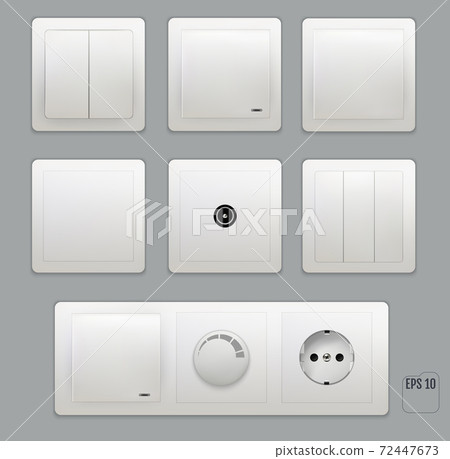 Wall switch. Power electrical socket. Vector set Wall switch. Power electrical socket. Vector set 72447673
