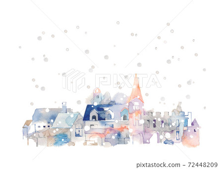 浪漫的城市景觀，白雪皚皚的城市 72448209