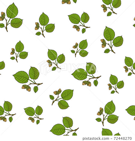 Seamless vector pattern with hand drawn tree... - Stock Illustration ...