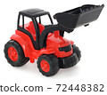 Children's plastic toy, Red-black bulldozer isolated on white 72448382