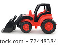 Children's plastic toy, Red-black bulldozer isolated on white 72448384