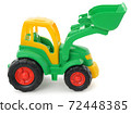 Children's plastic toy, yellow-green bulldozer isolated on white 72448385