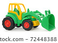 Children's plastic toy, yellow-green bulldozer isolated on white 72448388