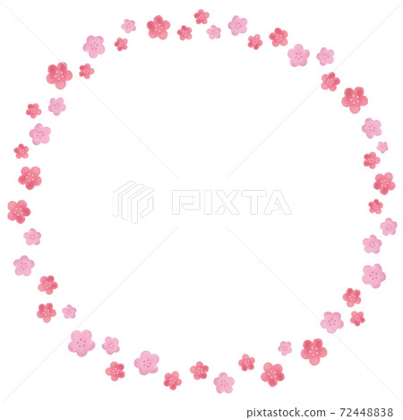 Cute plum blossom frame watercolor circle 72448838