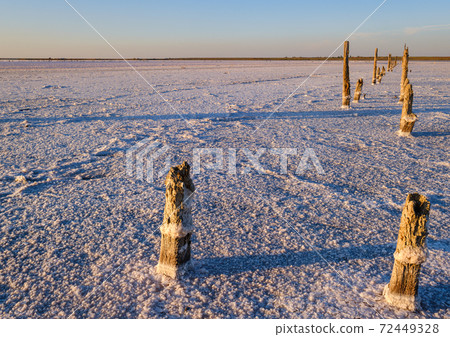 Sunset Genichesk pink  salty lake, Ukraine 72449328
