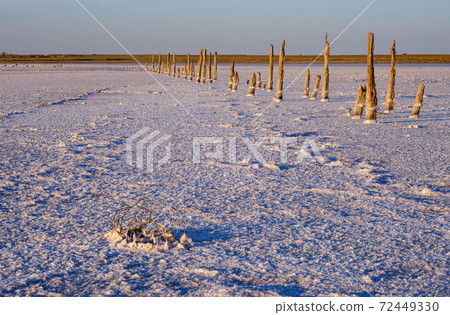 Sunset Genichesk pink  salty lake, Ukraine 72449330