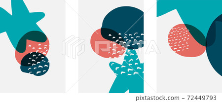 Hand drawn doodle shapes, wall art painting style, vector abstract background templates. A4 poster design or for covers, banners, flyers 72449793