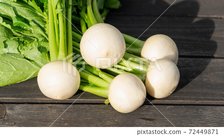 Turnips harvested in the vegetable garden Turnips harvested in the vegetable garden 72449871