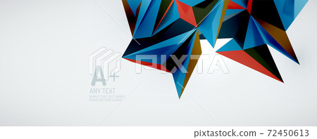 Vector triangle geometric backgrounds. Low poly 3d shape on light backdrop. Vector illustration for covers, banners, flyers and posters and other designs Vector triangle geometric backgrounds. Low poly 3d shape on light backdrop. Vector illustration for covers, banners, flyers and posters and other designs 72450613