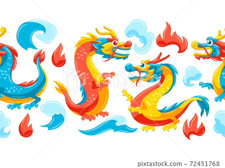 Seamless pattern with Chinese dragons. Seamless pattern with Chinese dragons. 72451768