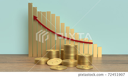 The gold coins and chart arrow up for business... - Stock Illustration ...