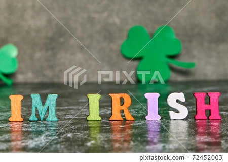 I Irish and three green cardboard clover petals. I Irish and three green cardboard clover petals. 72452003