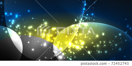 Neon ellipses abstract backgrounds. Shiny bright round shapes glowing in the dark. Vector futuristic illustrations for covers, banners, flyers and posters and other 72452743