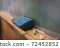 School blackboard and blackboard eraser and chalk 72452852