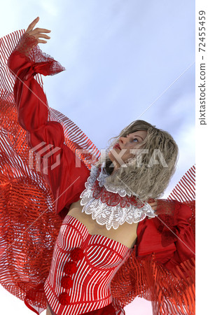 Dancer with red dress. A dancer isolated on a light background. 3d illustration, 3d rendering, 3d art. Dancer with red dress. A dancer isolated on a light background. 3d illustration, 3d rendering, 3d art. 72455459