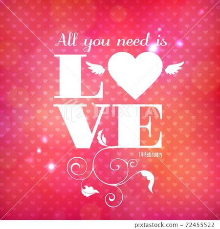 Valentine day card with lettering and heart shape. 72455522