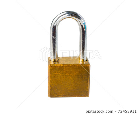 Old golden lock on white background. 72455911