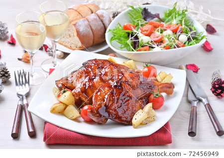 Roast chicken for Christmas, roast leg, grilled chicken thighs, teriyaki chicken, Christmas dishes, chicken. Roast chicken for Christmas, roast leg, grilled chicken thighs, teriyaki chicken, Christmas dishes, chicken. 72456949