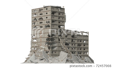Ruined building isolated on white 3d illustration 72457008