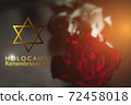 International holocaust remembrance day, star of david on rose on background 72458018