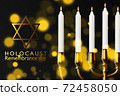 International holocaust remembrance day, Star of David and Minor candlestick on dark background 72458050