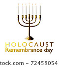 International holocaust remembrance day, Minora candlestick on white background, isolate 72458054