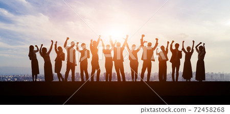 Rejoicing people success achievement 72458268