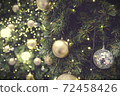 Christmas background of de-focused lights with decorated tree 72458426