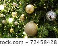 Christmas background of de-focused lights with decorated tree 72458428