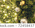 Christmas background of de-focused lights with decorated tree 72458437