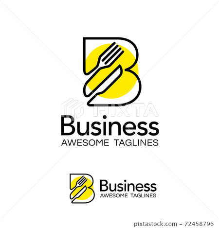 creative letter B as restaurant or food logo with fork and knife linear art vector creative letter B as restaurant or food logo with fork and knife linear art vector 72458796