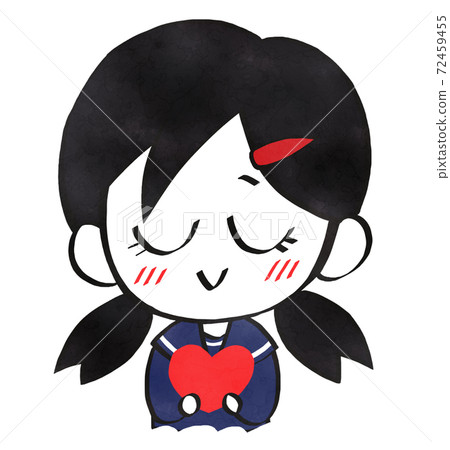 Female student with a heart symbol Female student with a heart symbol 72459455