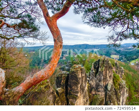 Saxony park in Germany with stones 72459514