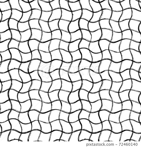 Black curved grid vector hand drawn pattern.  72460140