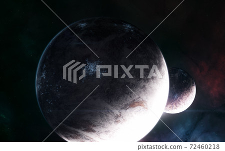 Inhabited planets in background of deep space nebulae Inhabited planets in background of deep space nebulae 72460218