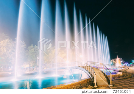 Batumi, Adjara, Georgia. Singing And Dancing Fountains Is Local Landmark At Boulevard Fountains. Night Illuminations Batumi, Adjara, Georgia. Singing And Dancing Fountains Is Local Landmark At Boulevard Fountains. Night Illuminations 72461094