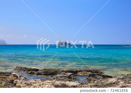 GRAMVOUSA - BALOS, THE CRETE ISLAND, GREECE - JUNE 4, 2019:Beautiful seaview at the Gramvousa island GRAMVOUSA - BALOS, THE CRETE ISLAND, GREECE - JUNE 4, 2019:Beautiful seaview at the Gramvousa island 72461856