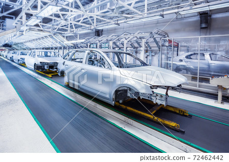 cars in a row at car plant cars in a row at car plant 72462442